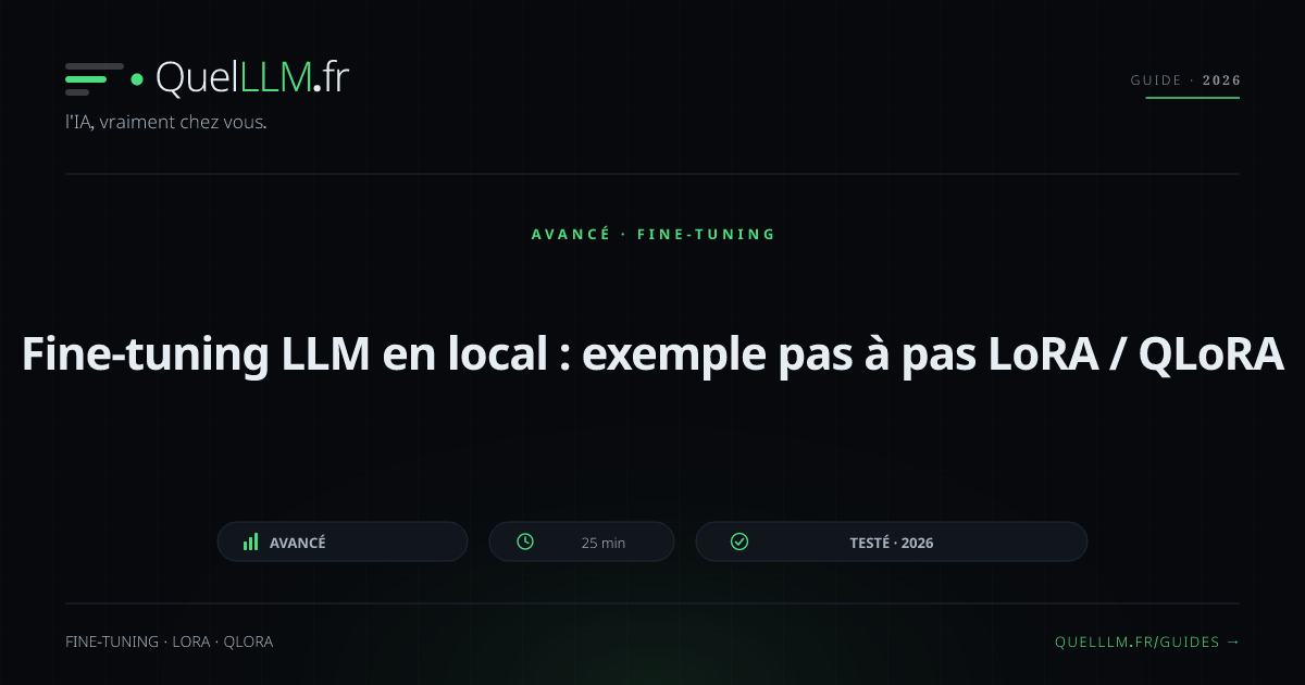 Fine-tuning LLM en local : LoRA et QLoRA pour débutants | QuelLLM.fr