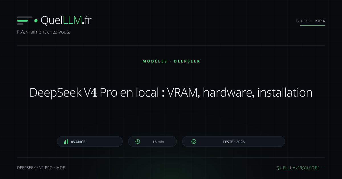 DeepSeek V4 Pro en local : VRAM, hardware requis et installation ...