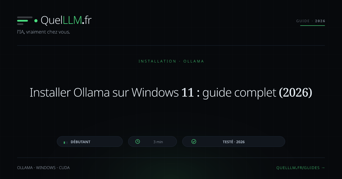 Installer Ollama sur Windows 11 : guide complet (2026) | QuelLLM.fr